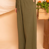 Calça Pantalona de Algodão - Verde - Uhnika