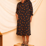 Chemise com Decote V Midi - Poá - Uhnika