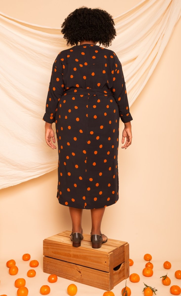 Chemise com Decote V Midi - Poá - Uhnika