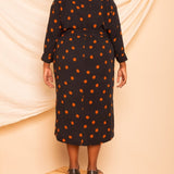 Chemise com Decote V Midi - Poá - Uhnika