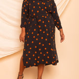 Chemise com Decote V Midi - Poá - Uhnika