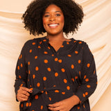 Chemise com Decote V Midi - Poá - Uhnika