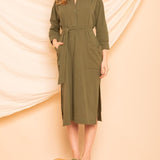 Chemise com Decote V Midi - Verde - Uhnika