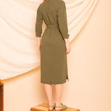 Chemise com Decote V Midi - Verde - Uhnika