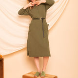 Chemise com Decote V Midi - Verde - Uhnika