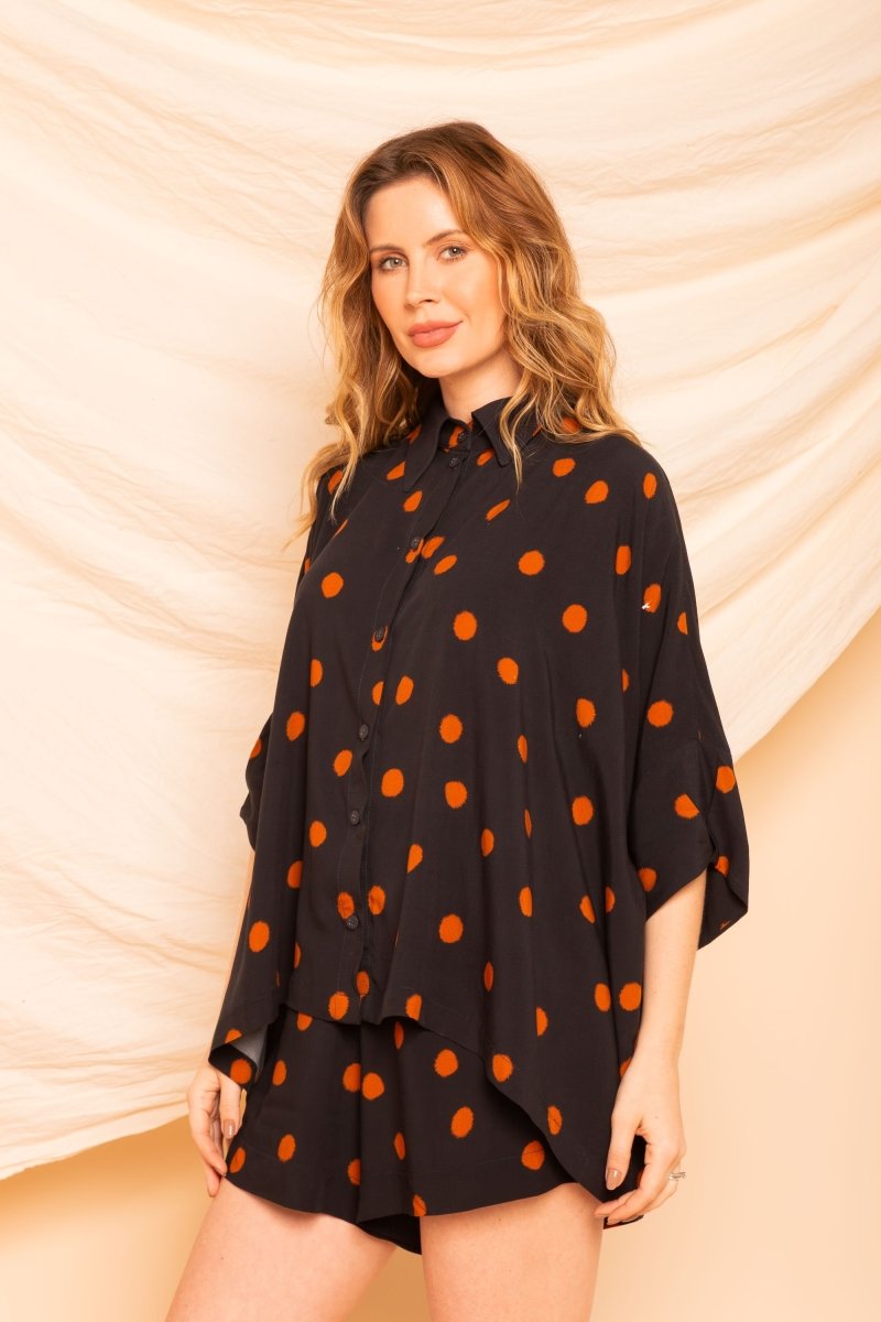 Camisa Ampla com Pregas - Off White - Uhnika
