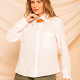 Camisa de Algodão Feminina - Off White - Uhnika
