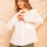 Camisa de Algodão Feminina - Off White - Uhnika