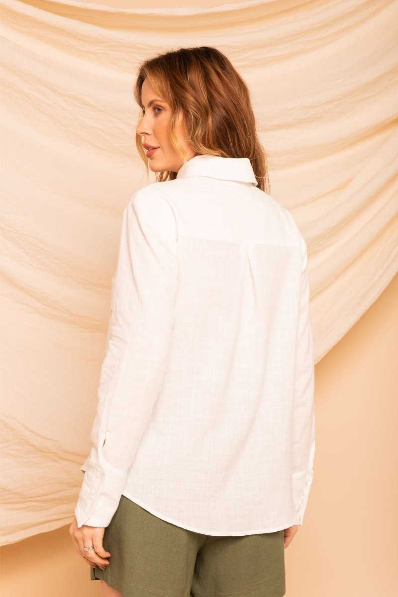 Camisa de Algodão Feminina - Off White - Uhnika