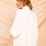 Camisa Ampla com Pregas - Off White - Uhnika