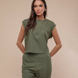 Blusa de Linho com Botões - Off White - Uhnika