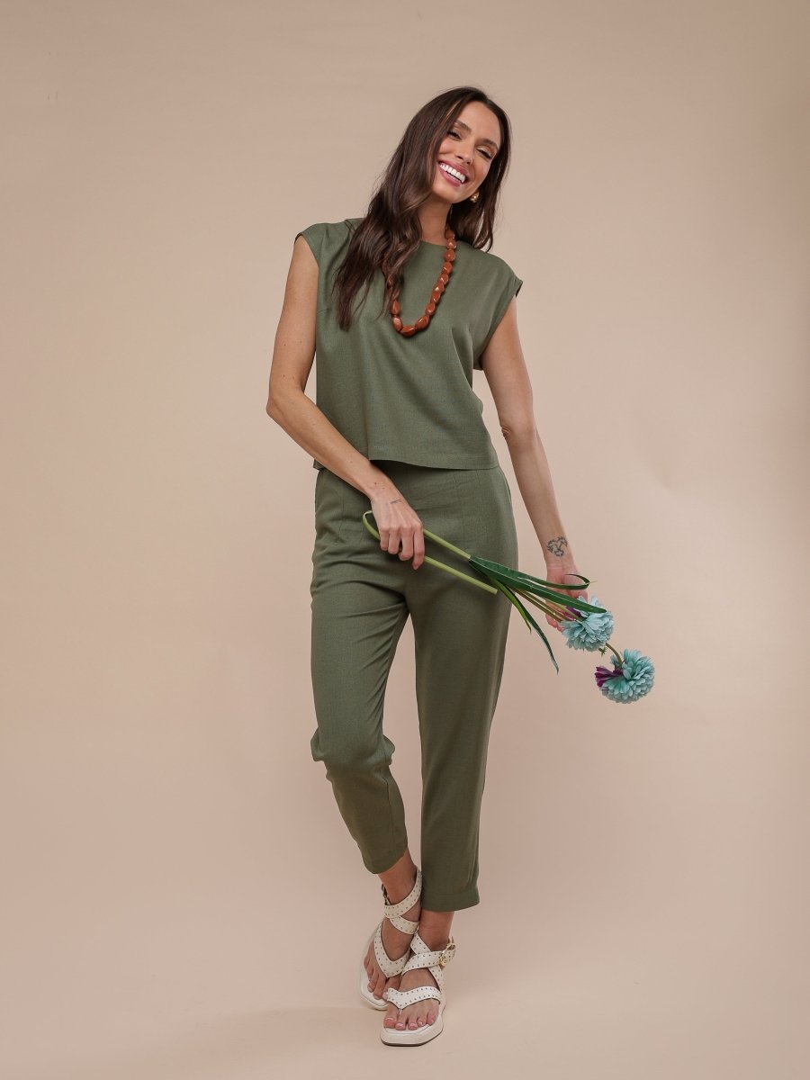 Blusa de Linho com Botões - Off White - Uhnika