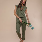 Blusa de Linho com Botões - Off White - Uhnika