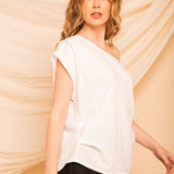 Blusa de Algodão Ombro Só - Off White - Uhnika