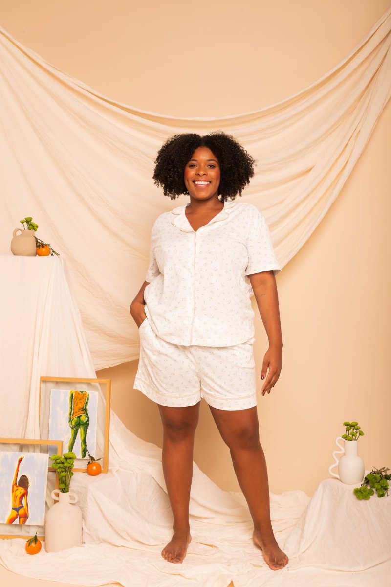 Conjunto Pijama Americano de Algodão - Estampa Floral - Uhnika