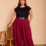 Calça Pantalona de Malha - Bordô - Uhnika