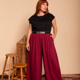 Calça Pantalona de Malha - Bordô - Uhnika