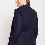 Blazer de Linho Alongado Verão - Azul Marinho - Uhnika