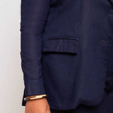 Blazer de Linho Alongado Verão - Azul Marinho - Uhnika