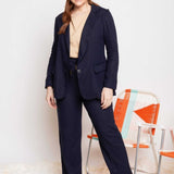 Blazer de Linho Alongado Verão - Azul Marinho - Uhnika