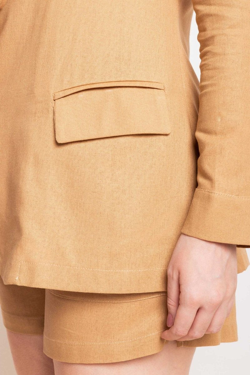 Blazer de Linho Alongado Verão - Capuccino - Uhnika
