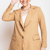 Blazer de Linho Alongado Verão - Capuccino - Uhnika