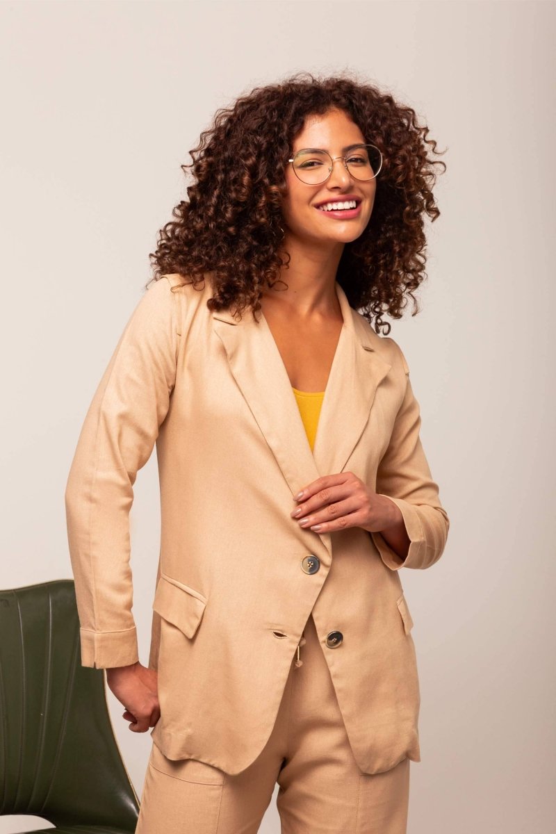 Blazer de Linho Alongado Verão