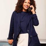 Blazer de Linho Alongado Verão - Azul Marinho - Uhnika
