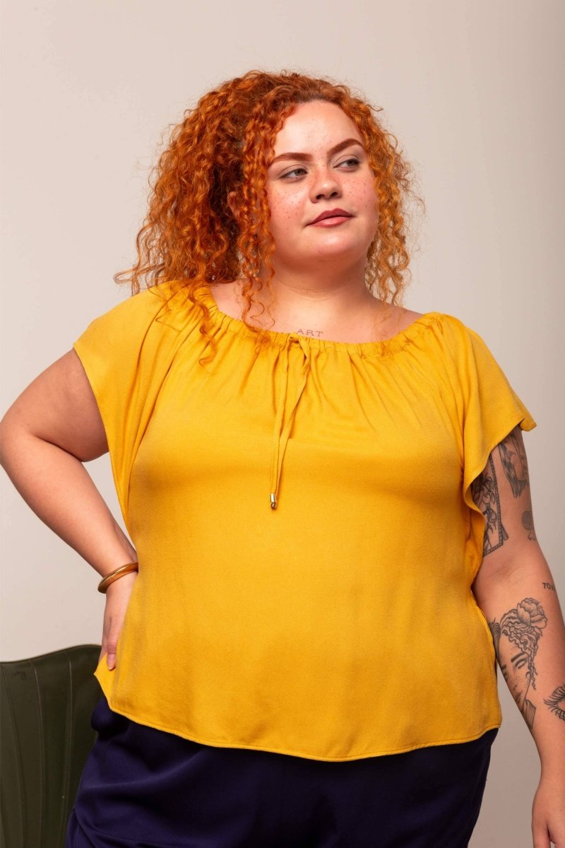 Blusa Ciganinha Ombro a Ombro - Mostarda - Uhnika