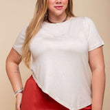 Camiseta de Viscose Premium Assimétrica - Linho Natural - Uhnika