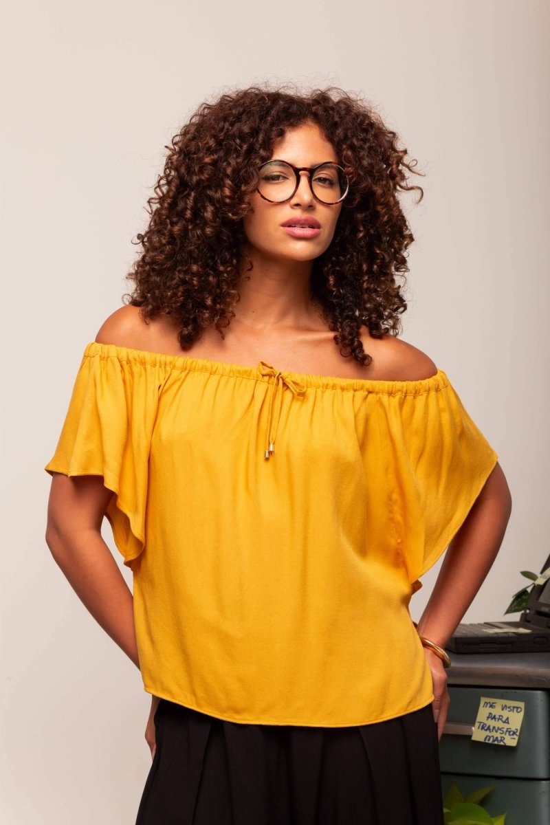 Blusa Ciganinha Ombro a Ombro - Mostarda - Uhnika
