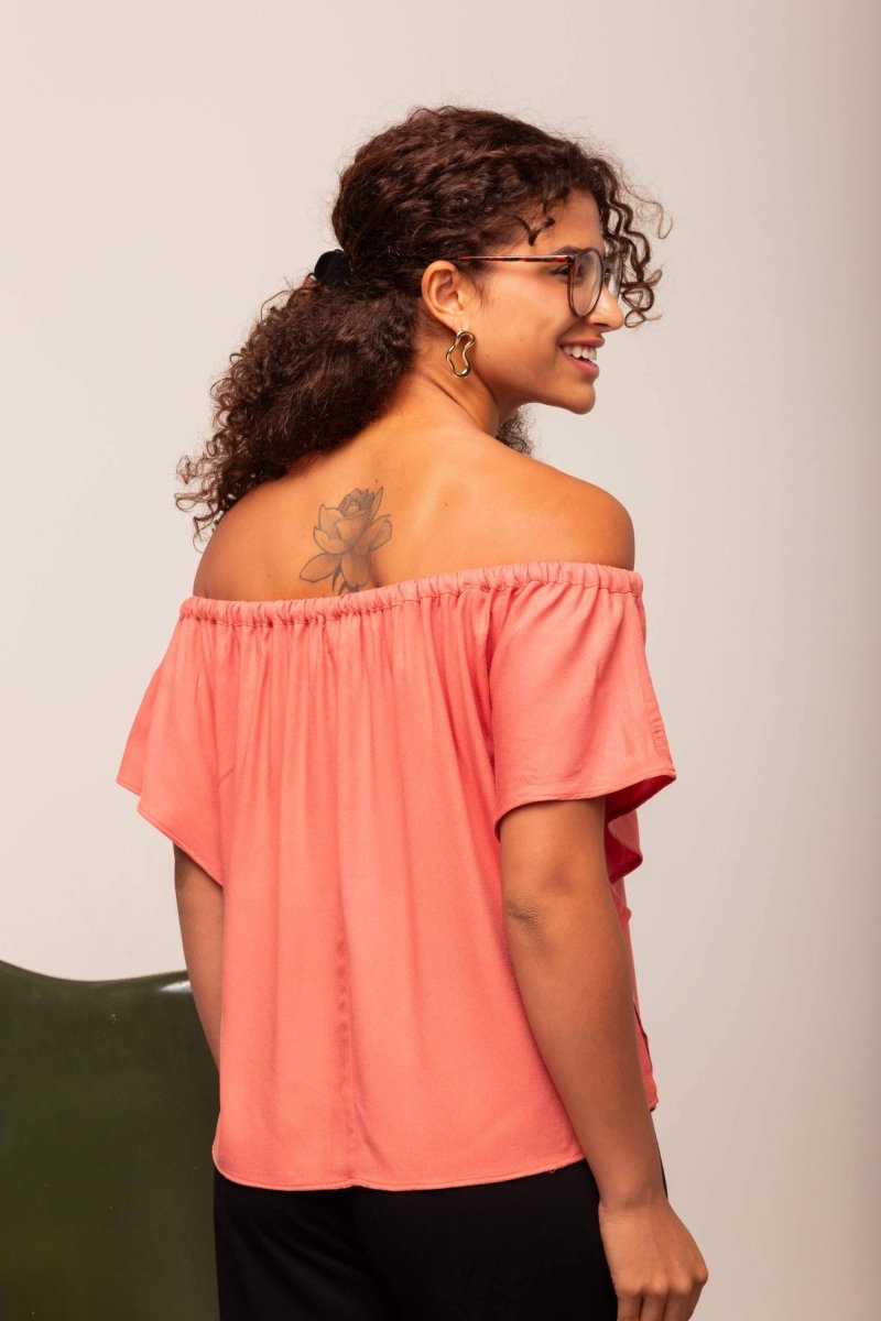 Blusa Ciganinha Ombro a Ombro - Coral - Uhnika
