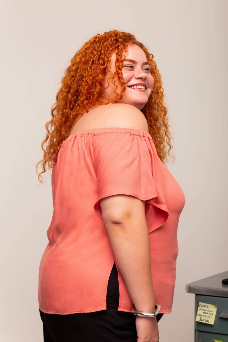 Blusa Ciganinha Ombro a Ombro - Coral - Uhnika