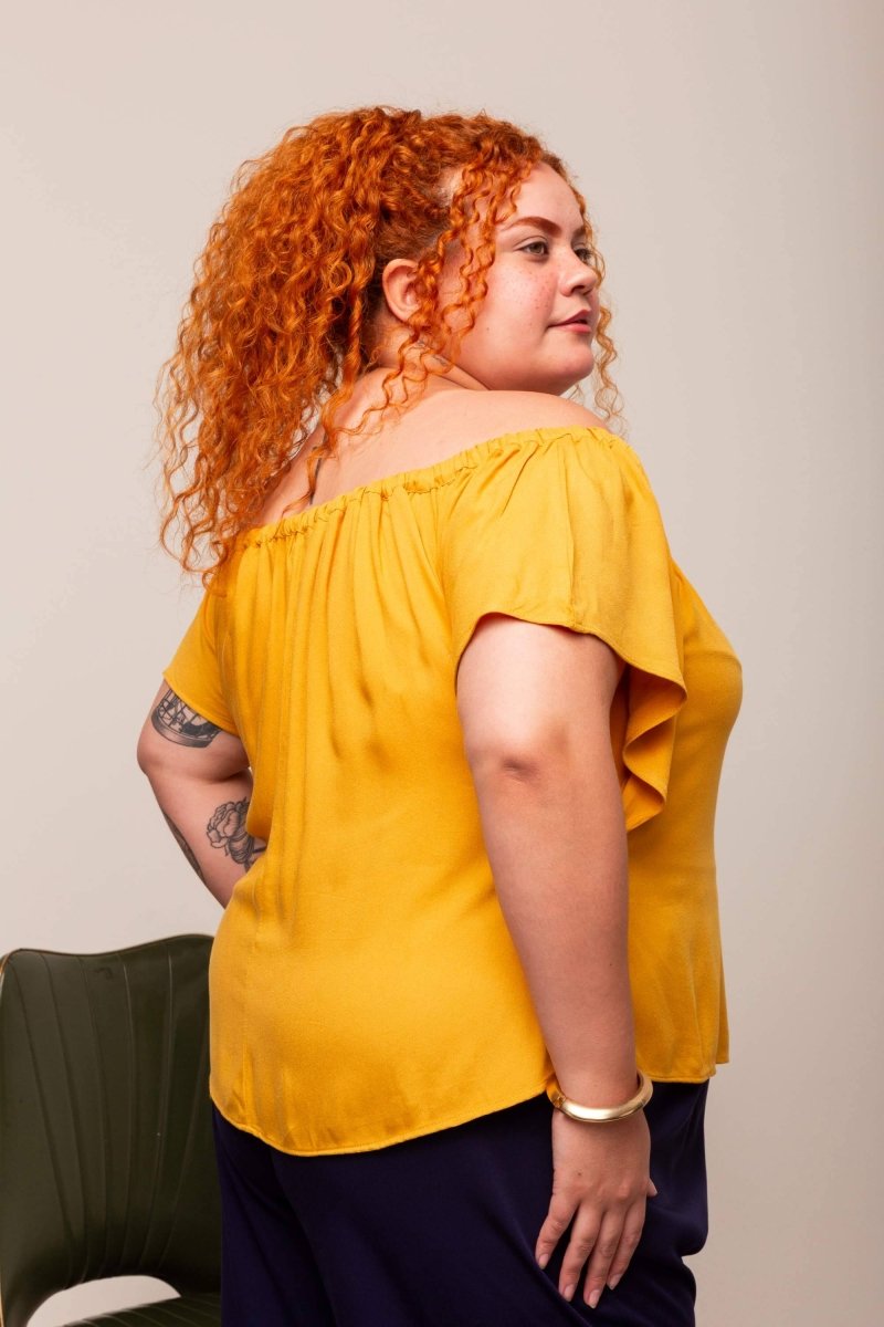 Blusa Ciganinha Ombro a Ombro - Mostarda - Uhnika