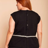Blusa de Malha com Botões Nômade - Preto - Uhnika