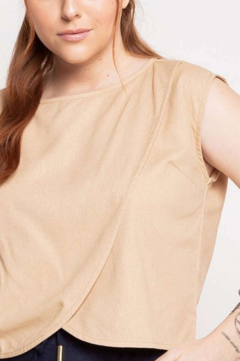 Blusa Feminina de Linho Pétala - Capuccino - Uhnika