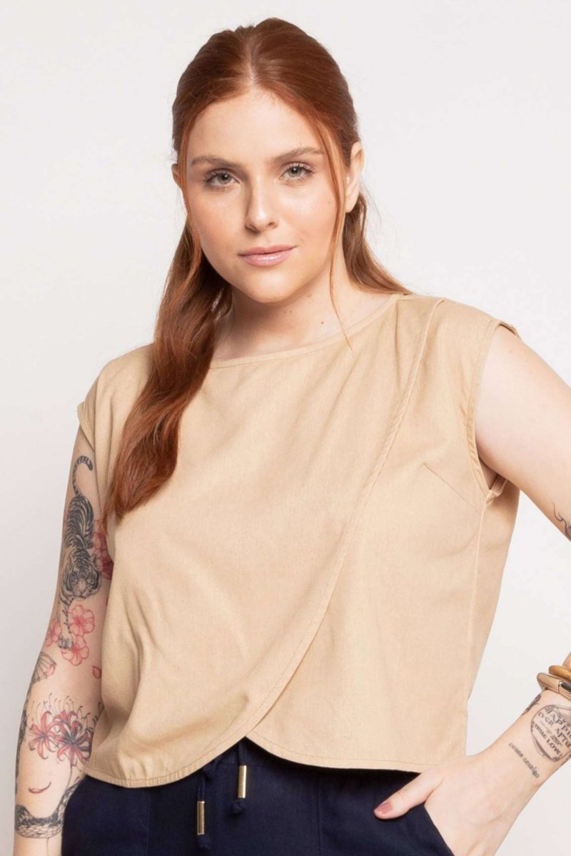 Blusa Feminina de Linho Pétala - Capuccino - Uhnika