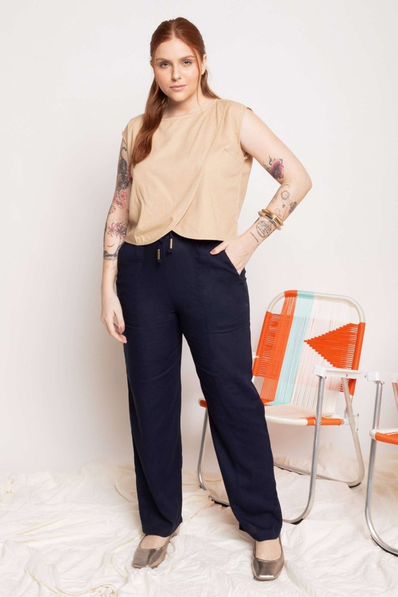 Blusa Feminina de Linho Pétala - Capuccino - Uhnika