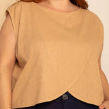 Blusa Feminina de Linho Pétala - Capuccino - Uhnika
