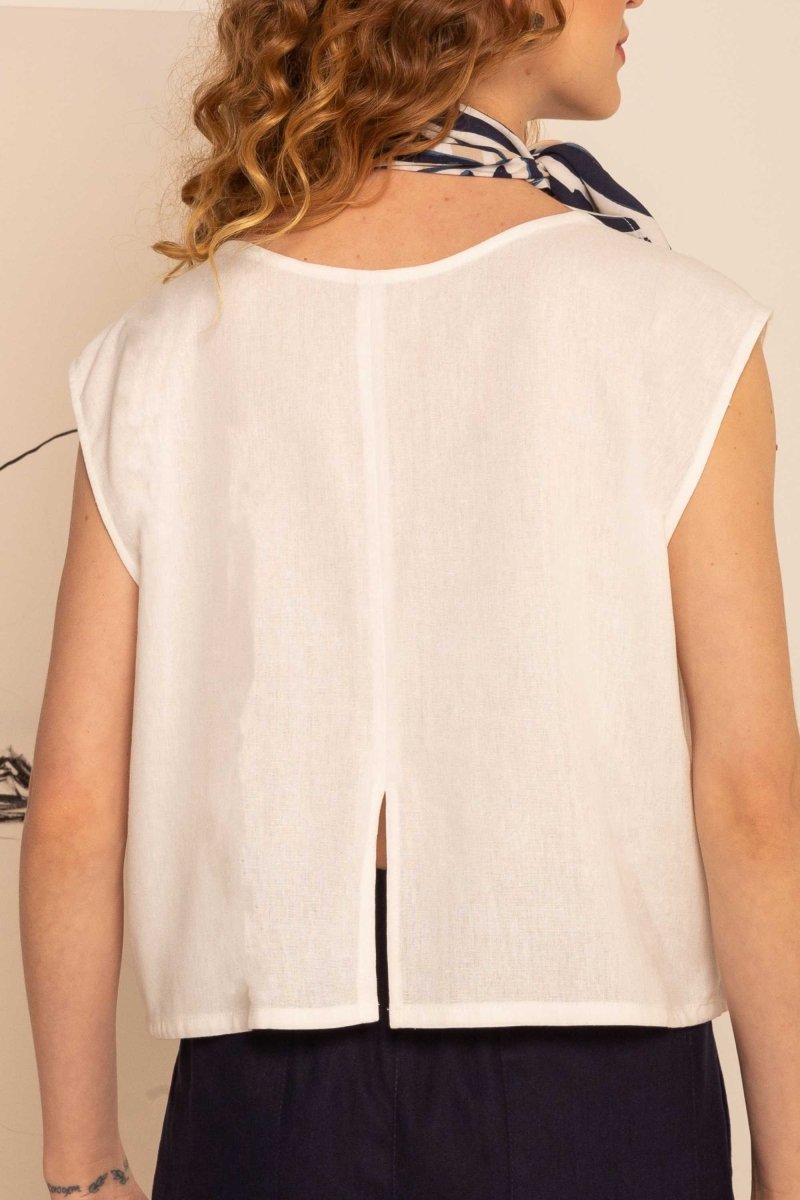Blusa Feminina de Linho Pétala - Off White - Uhnika