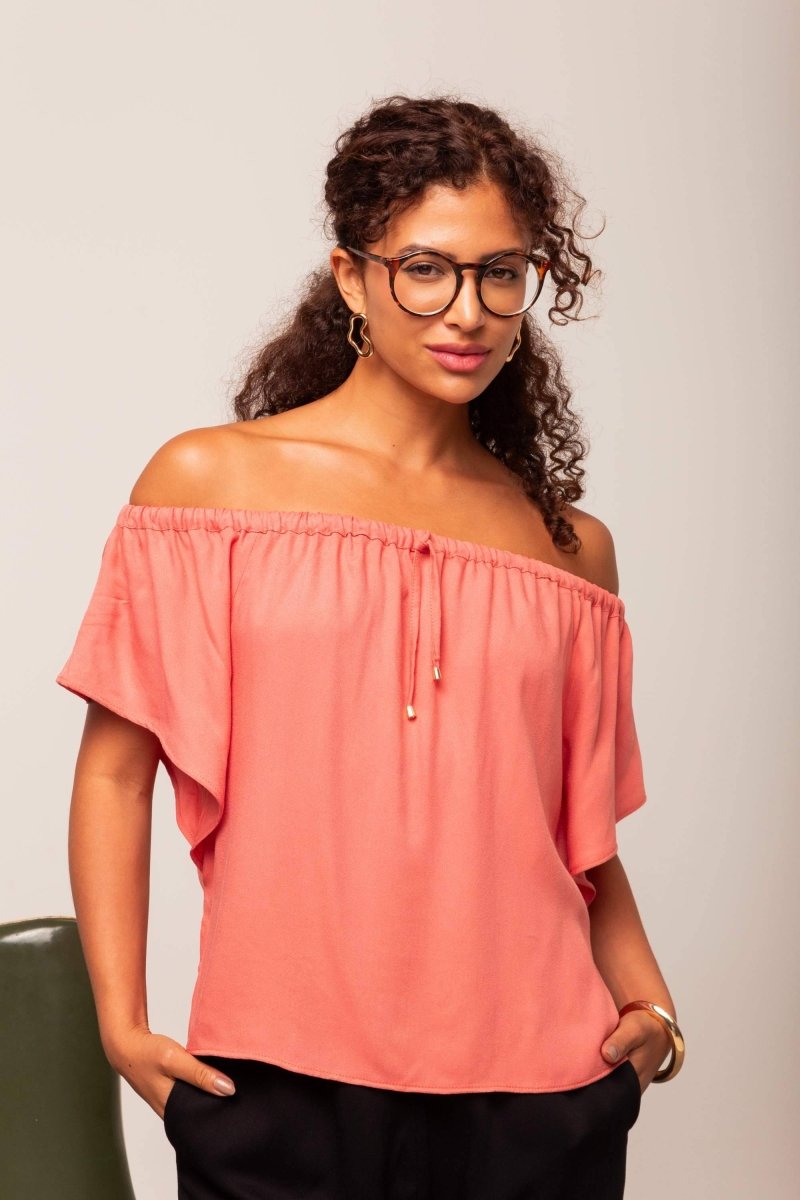 Blusa Ciganinha Ombro a Ombro - Coral - Uhnika