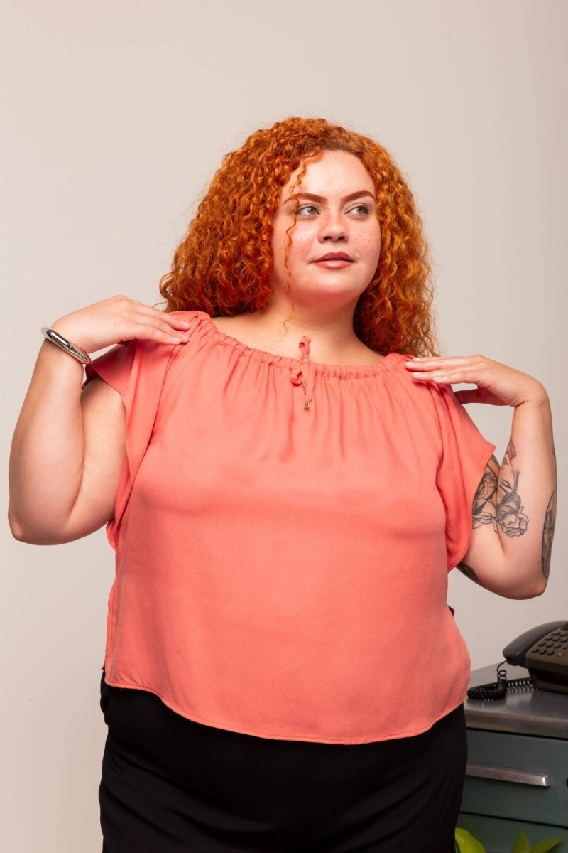 Blusa Ciganinha Ombro a Ombro - Coral - Uhnika