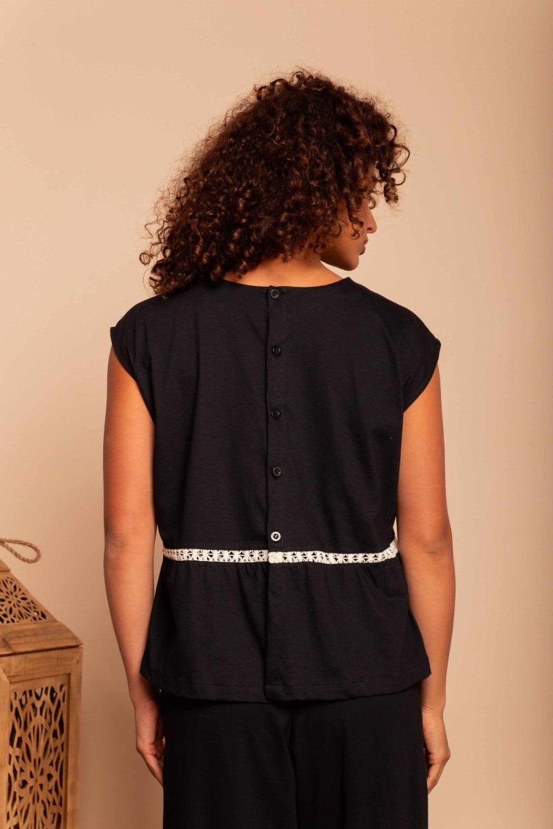 Blusa de Malha com Botões Nômade - Preto - Uhnika