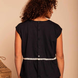Blusa de Malha com Botões Nômade - Preto - Uhnika