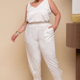 Calça de Viscose Sarja com Bolsos - Off White - Uhnika