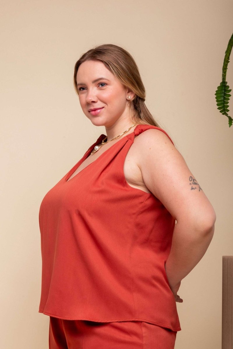 Regata de Viscose Premium com Nó - Terracota - Uhnika
