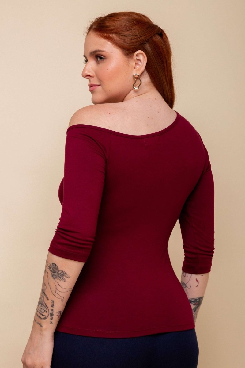 Blusa de Viscose Premium Manga 3/4 - Marsala - Uhnika