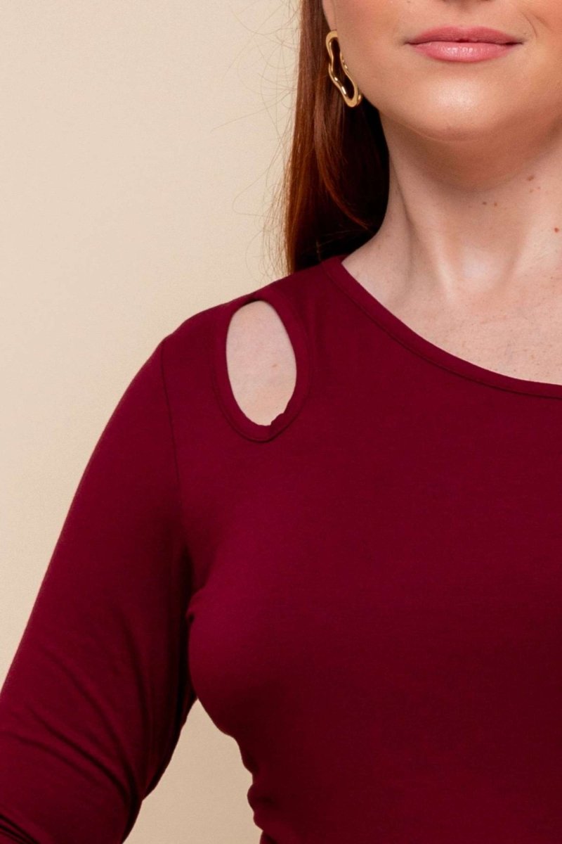Blusa de Viscose Premium Manga 3/4 - Marsala - Uhnika