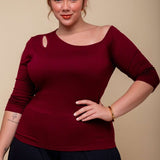 Blusa de Viscose Premium Manga 3/4 - Marsala - Uhnika