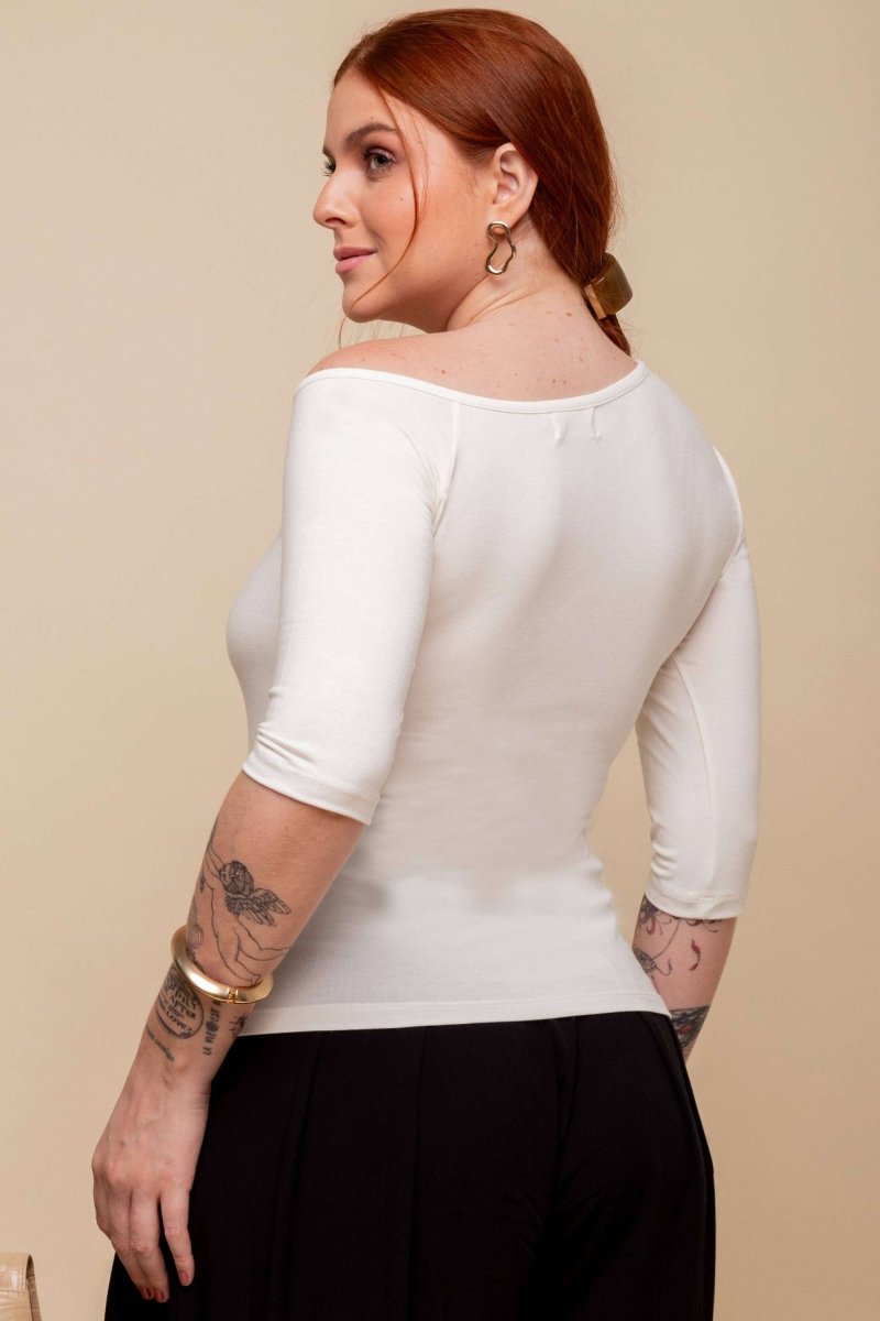 Blusa de Viscose Premium Manga 3/4 - Off White - Uhnika